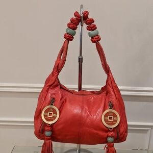 🧧SHANGHAI TANG handbag - soft leather with jade beads